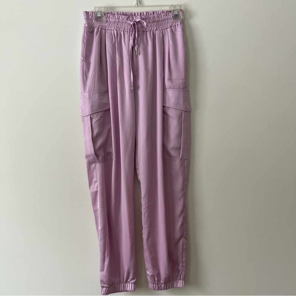 Entro Satin Cargo Pants Small Lavender Purple